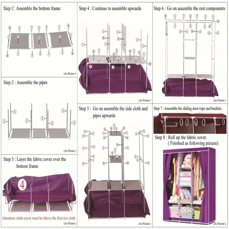 3-Column Floor Standing Cloth Wardrobe | Large Capacity Storage Organizer(Burgundy)