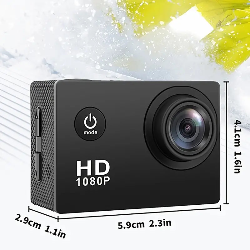 HD 1080P Sport Action Camera with 2-inch LCD Screen and Waterproof Housing