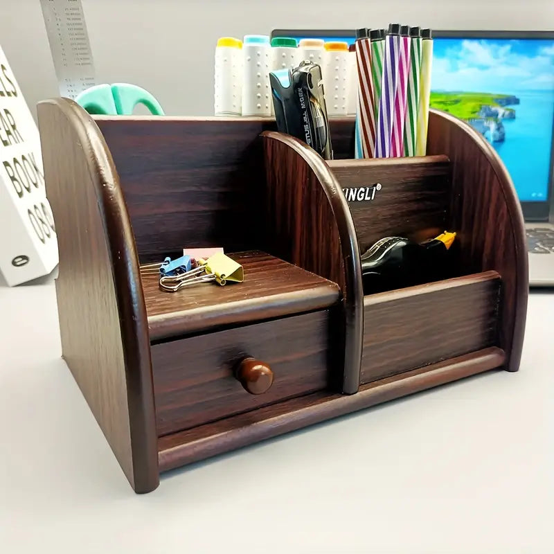 Wooden Desk File Organizer with Drawer