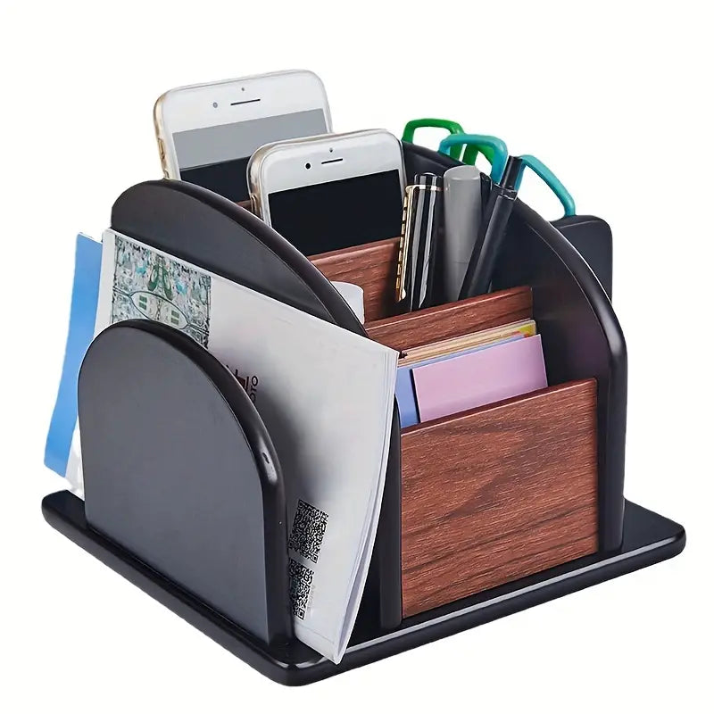 Elegant Wooden Desktop Organizer - Stylish Storage Solution for Office Essentials