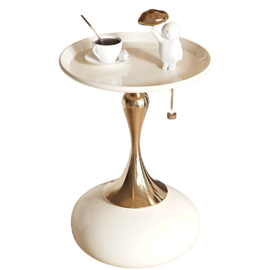 Round Side Table for Living Spaces (White)