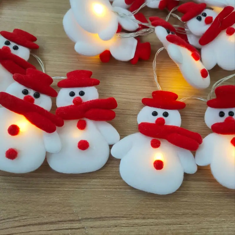 Charming LED Snowman String Lights for Festive Christmas Decor - Set of 10 Lights (5.4ft/1.65m)