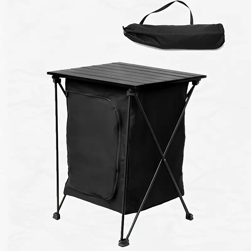 Portable Aluminum Alloy Folding Table for Outdoor Camping - Black