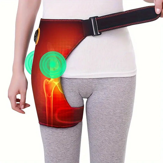 1pc USB Heated Hip Support Brace with Vibrating Massage and Adjustable Strap