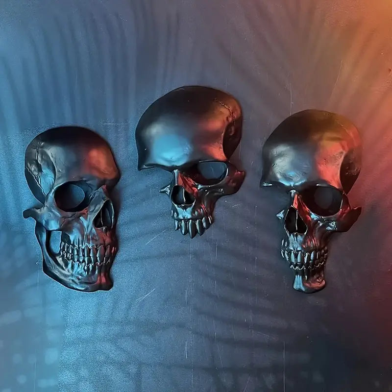 Americana Skull Ornaments 3-Piece Set – Goth-Inspired Resin Skeleton