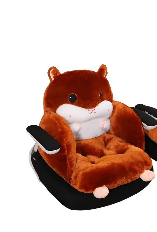 Cuddly Hamster-Shaped Seat Cushion - Dark Brown, 45cm x 40cm