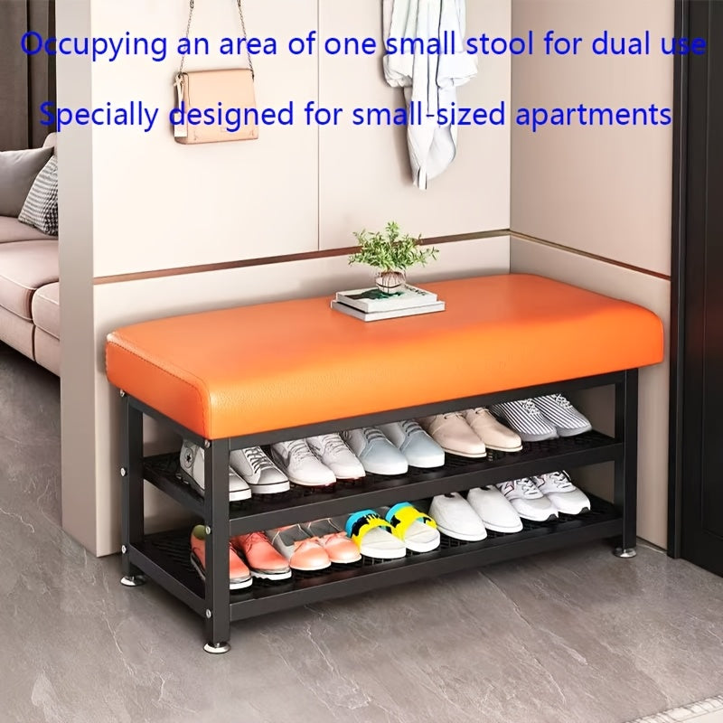 Shoe Changing Stool with Storage Rack