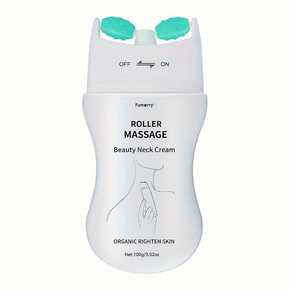 Firming Neck Massage Cream with Roller for Women - White