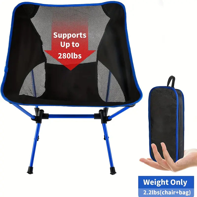Ultralight Folding Camping Chair with Side Pocket - Sapphire