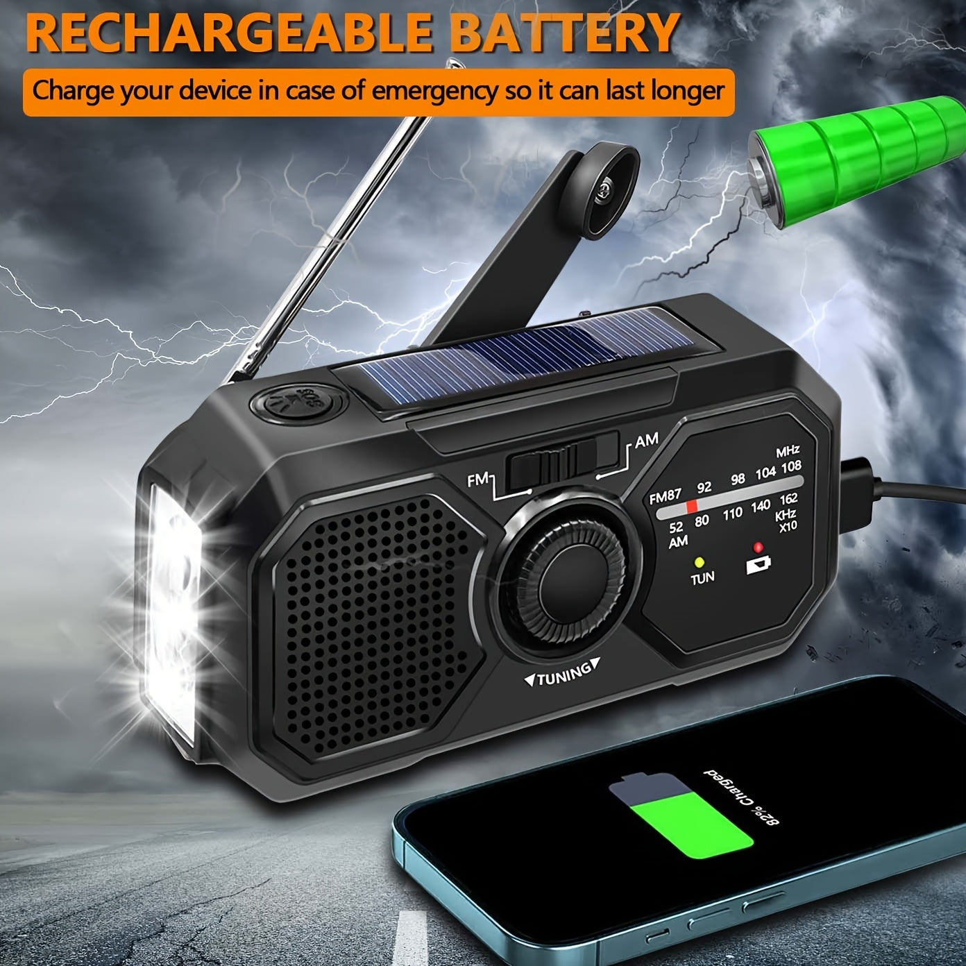 Emergency Radio Solar Hand Crank USB Power Bank