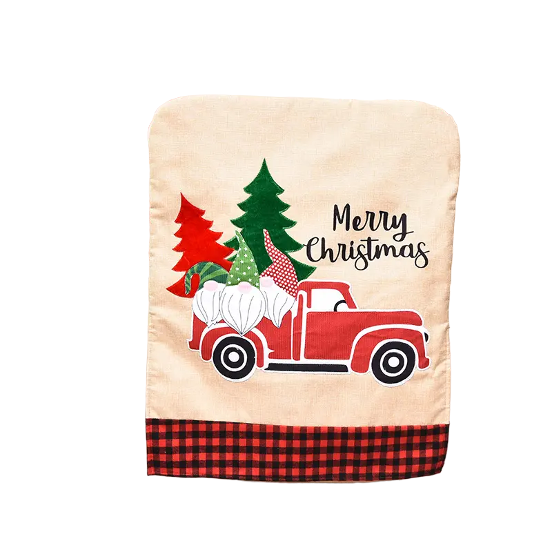 Festive Christmas Linen Chair Cover for Dining Room Décor