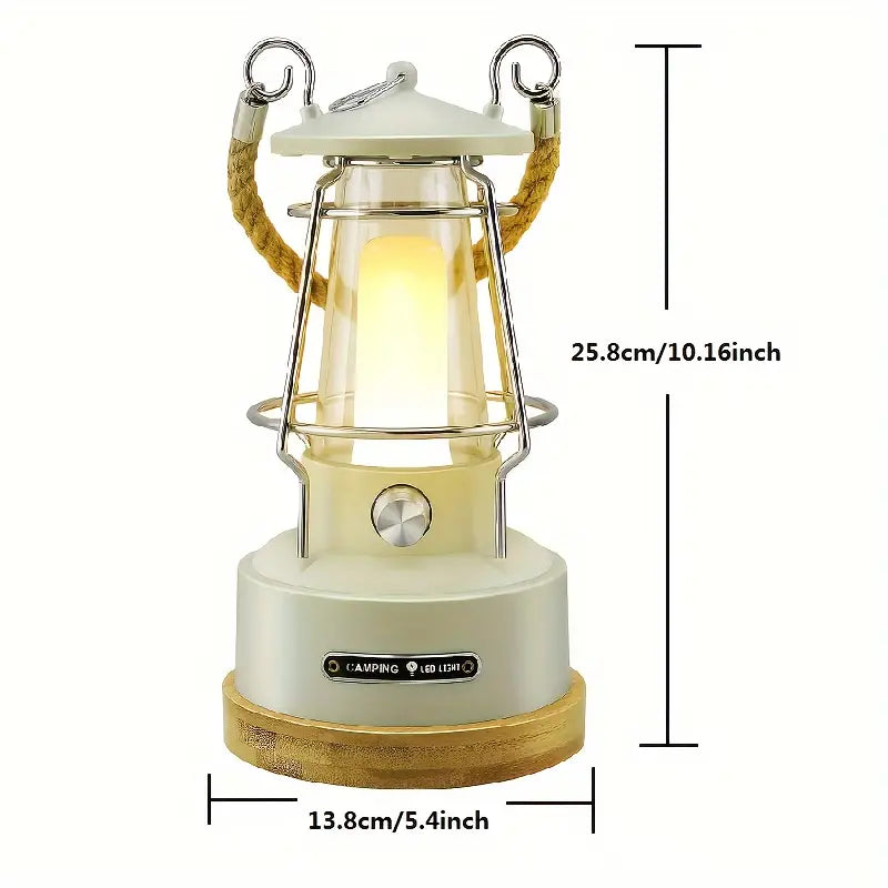 Vintage Rechargeable Camping Lantern - Dimmable LED, Waterproof Retro Light