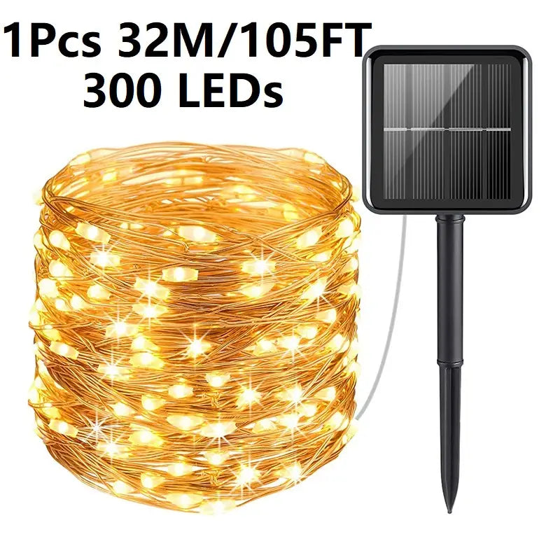 Solar-Powered Waterproof Fairy Lights - Outdoor Garden Decor with 8 Lighting Patterns