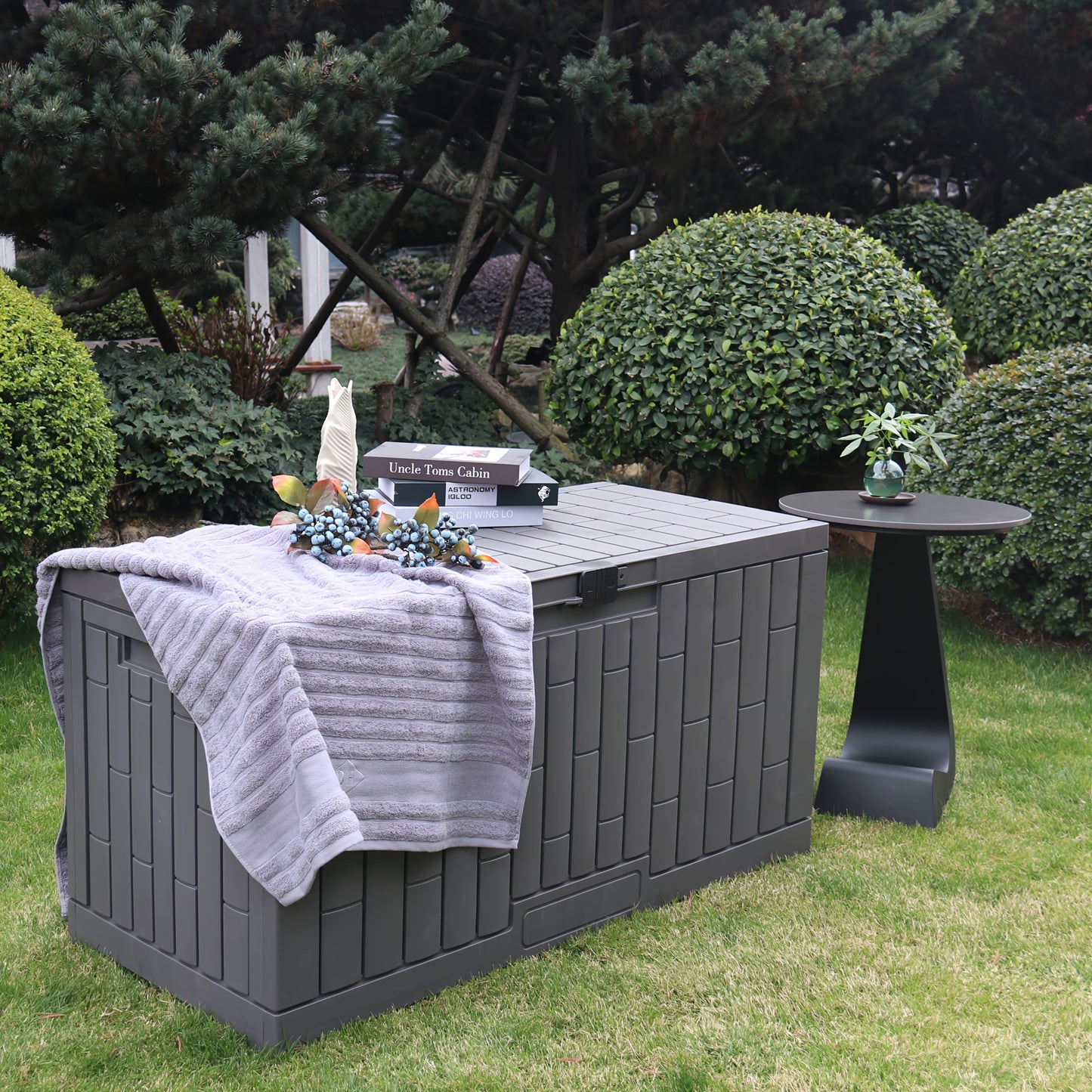 Outdoor Storage Box Lockable Plastic Deck Organizer