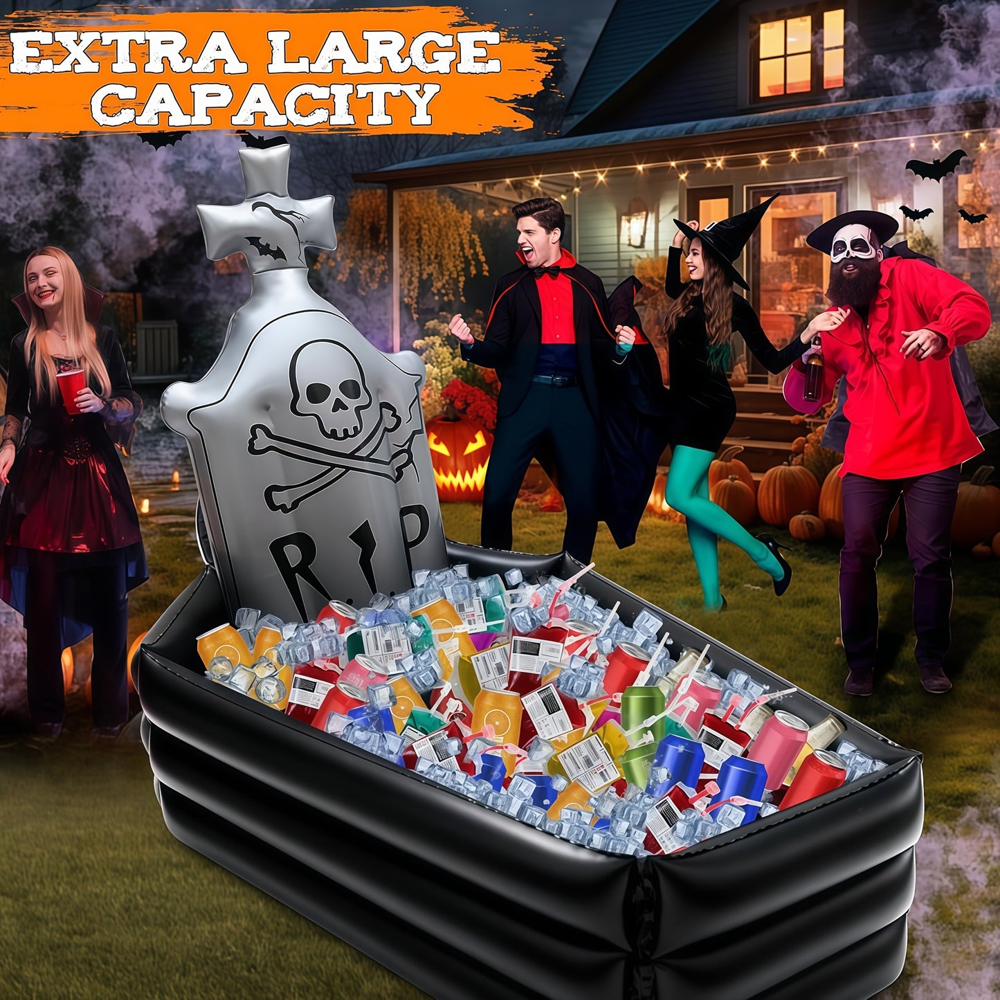 Tombstone Halloween Decoration with Pirate Skull