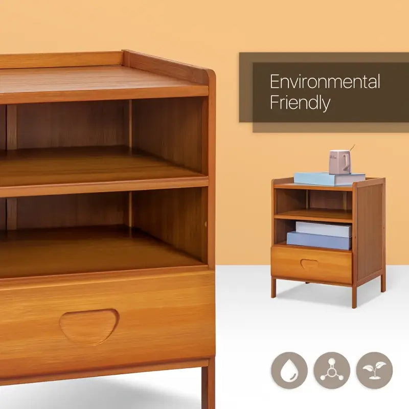 Bedside Table Rectangular Shape - Tan Color