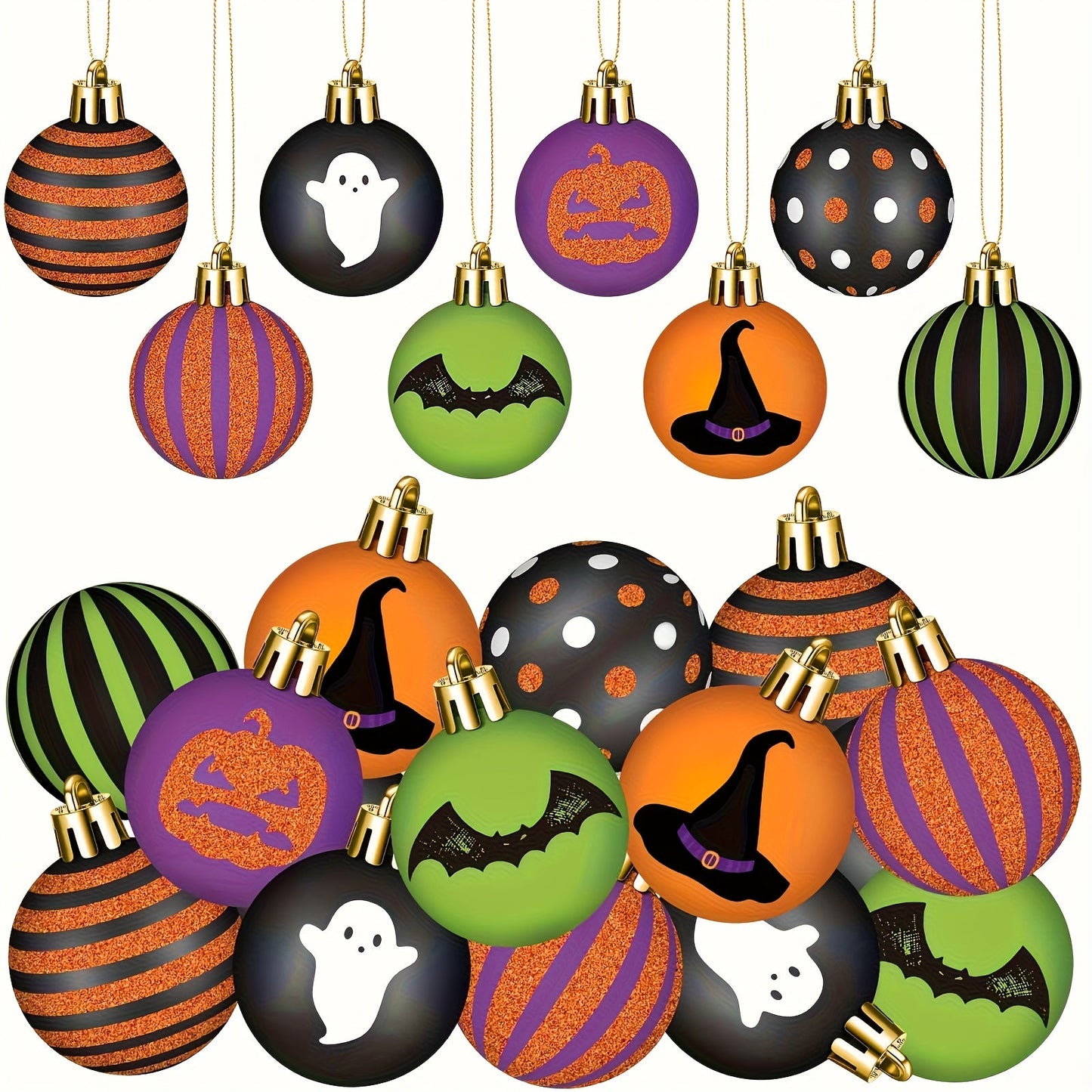 Halloween Tree Ornaments Spooky Baubles Set (24pcs)