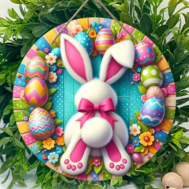 Vibrant Easter Bunny & Egg Wooden Garland Sign