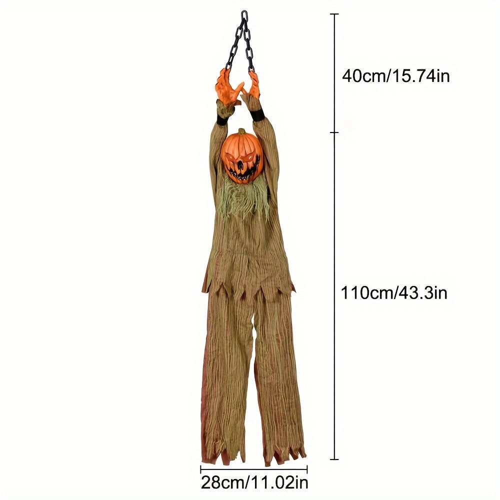 Pumpkin Head Pendant Halloween Decor with Sound and Lights