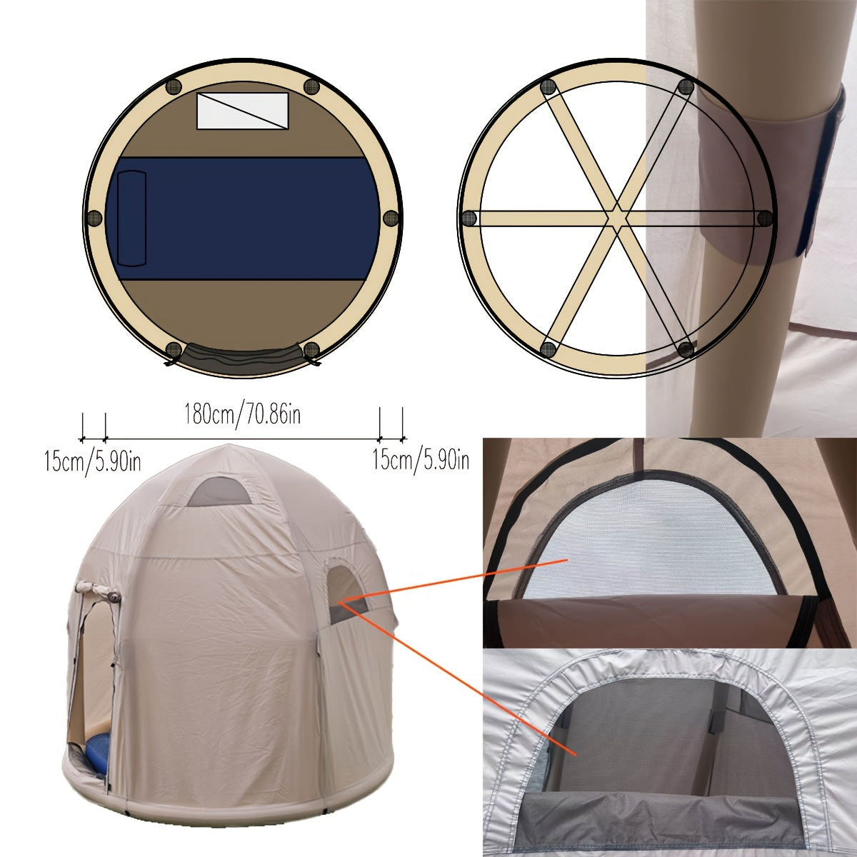 Spherical Inflatable Tent Instant Setup Outdoor Shelter