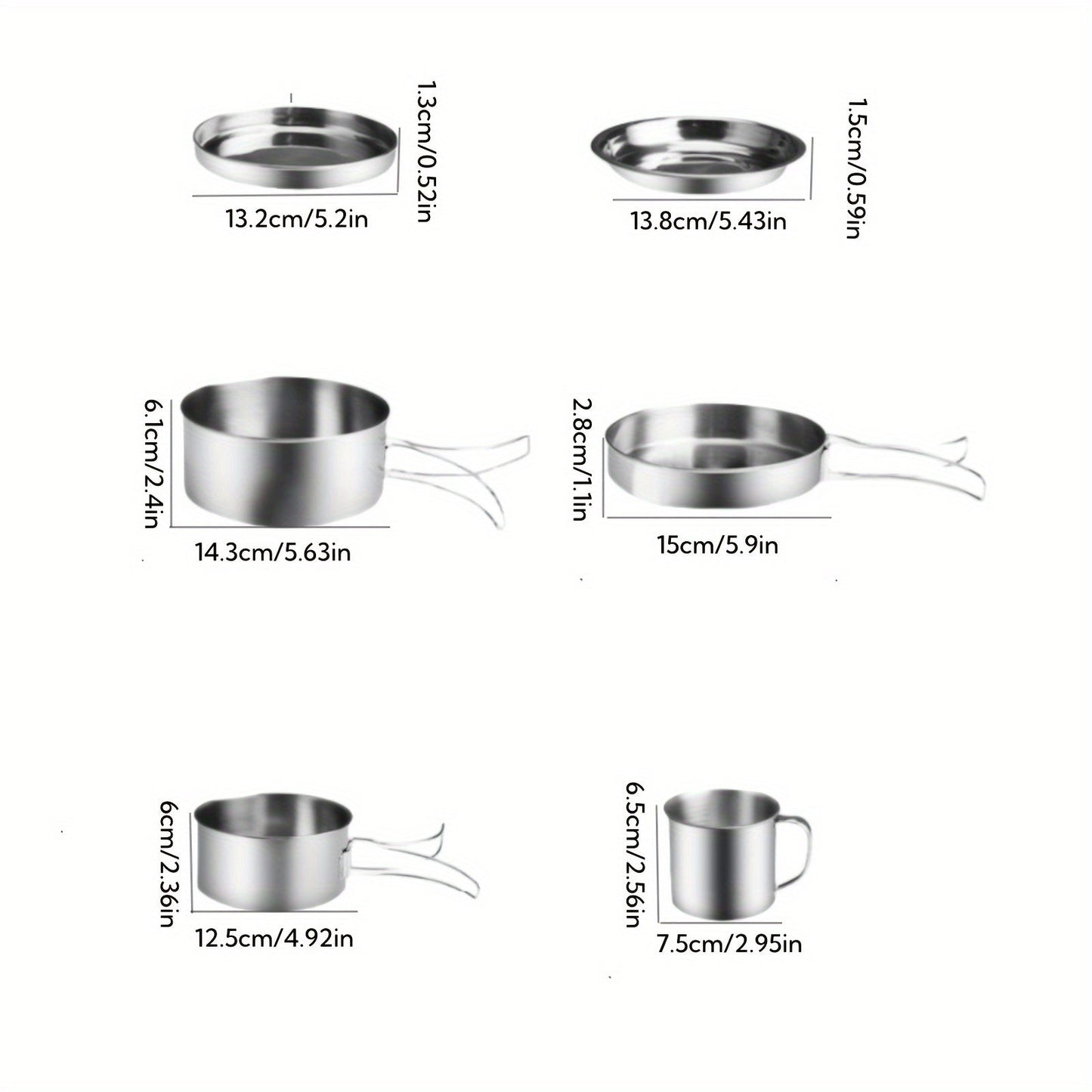 8-Piece Stainless Steel Camping Cookware Set