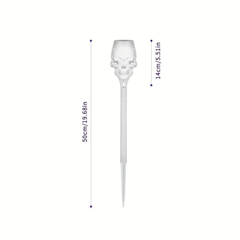 Spooky Solar Torch Set: 4-Pack Skull Lights with Flickering Flame