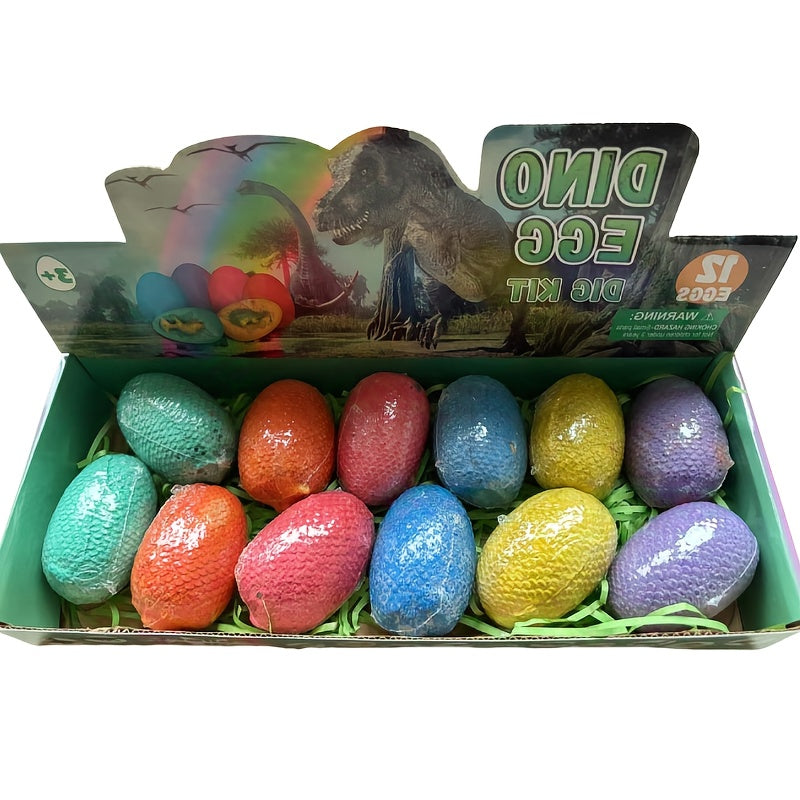 Colorful Dinosaur Fossil Digging Egg Set (12 Eggs)