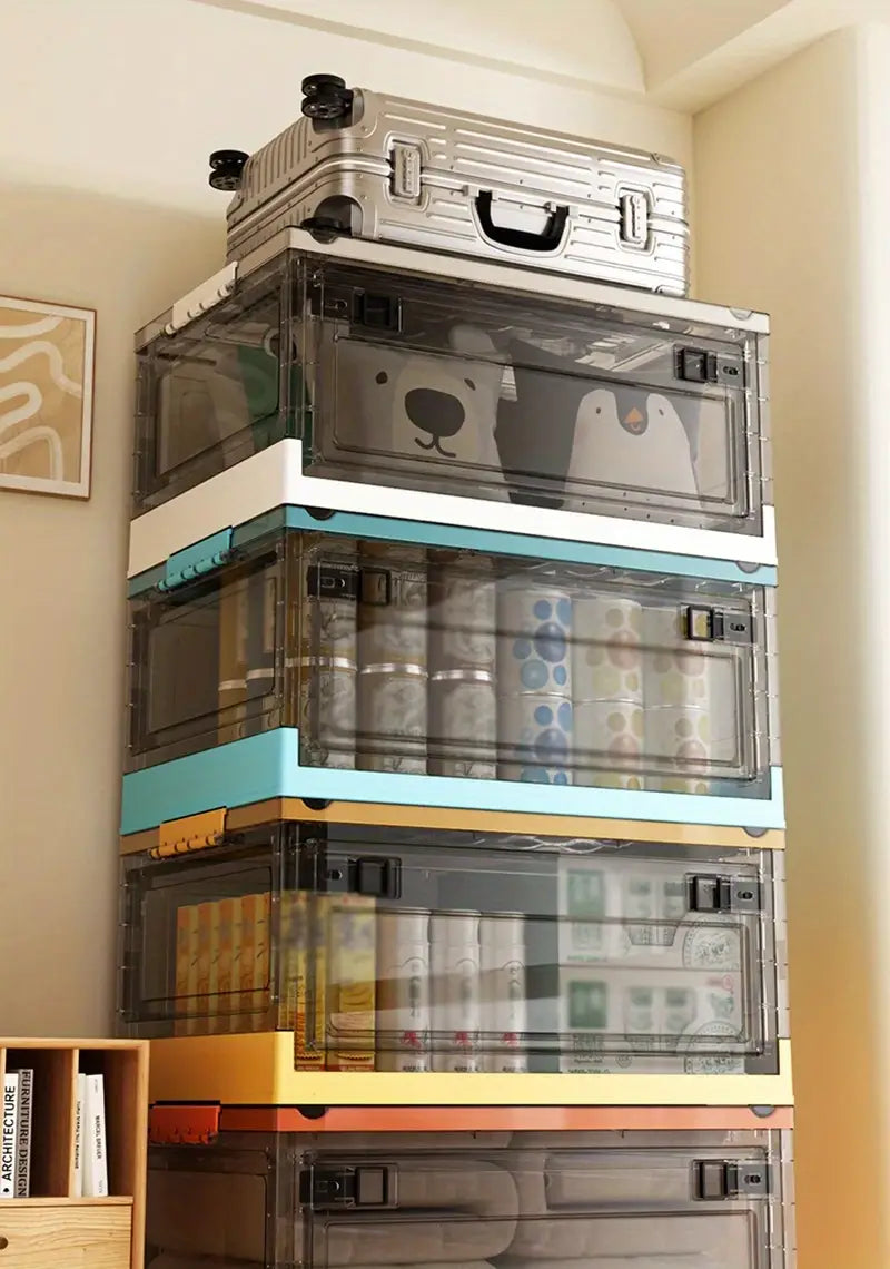 Stay organized with style using this roomy, stackable storage container