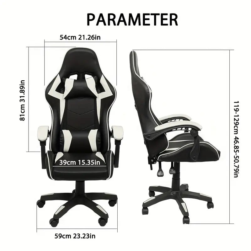 Ultimate Gaming Throne: Reclining High Back PU Leather Gaming Chair with Ergonomic Design and Memory Foam Cushion