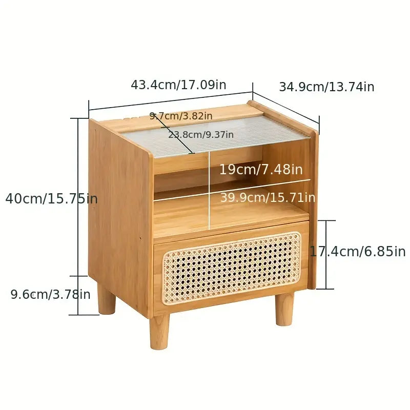 Modern Minimalist Bedside Table w/ Storage - Bamboo