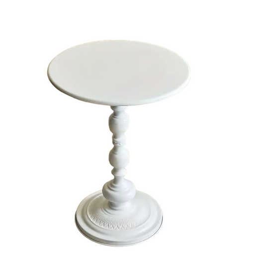 Nordic French Retro Corner Table - Vintage White Iron Bedside Table for Balcony