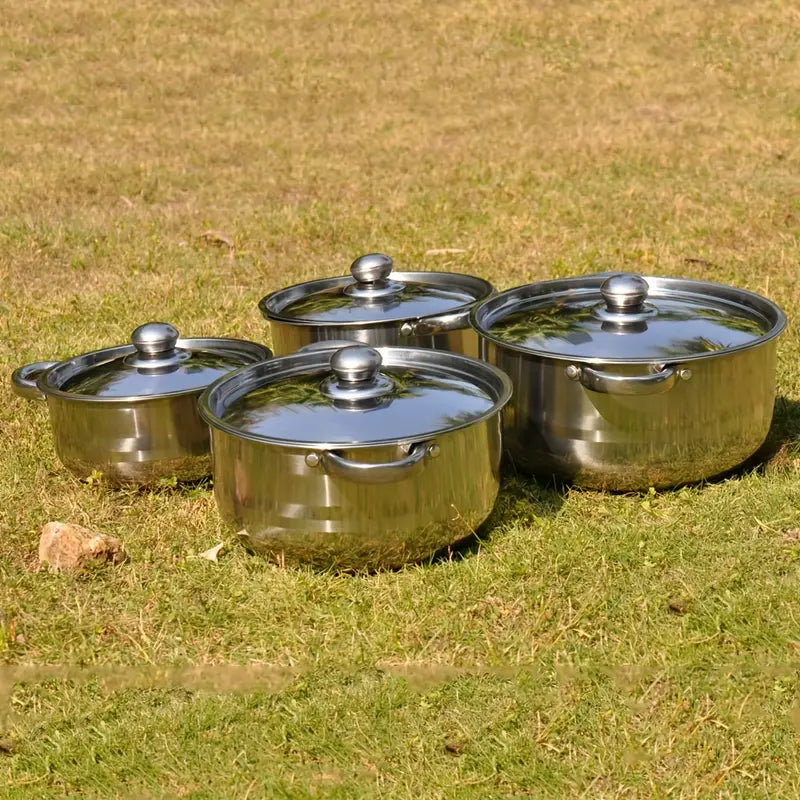 Premium 8-Piece Stainless Steel Pot Set - Heavy-Duty
