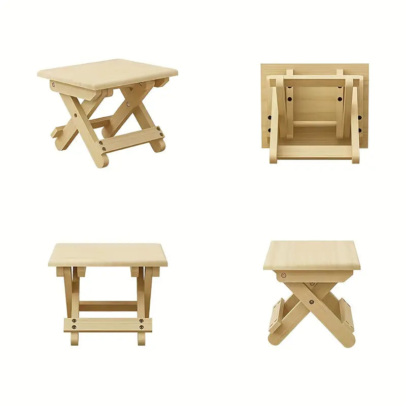Portable Outdoor Solid Wood Folding Stool