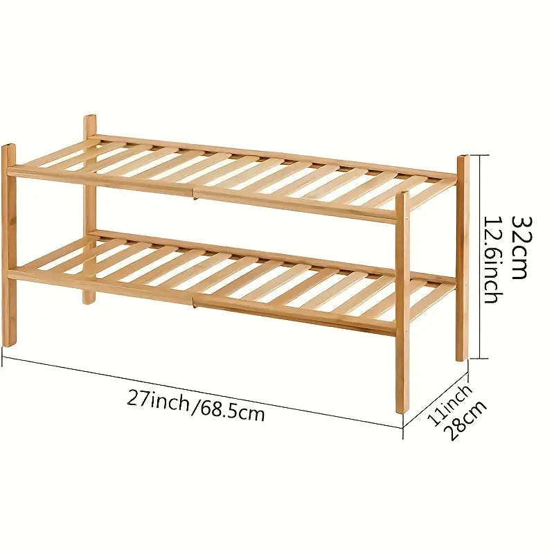 Experience the natural charm of bamboo with our Double-Layer Shoe Rack
