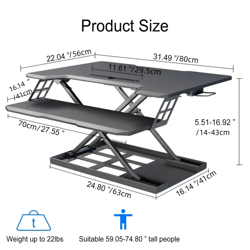 Foldable Standing Automatic Lifting Computer Table Desk