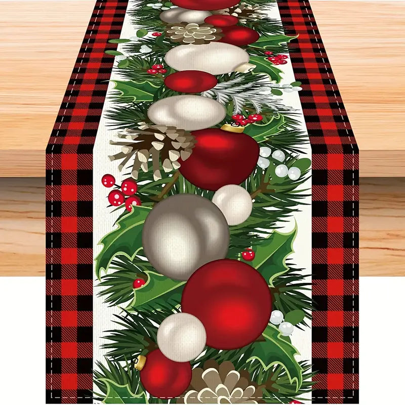 Red & Black Buffalo Check Plaid Christmas Table Runner