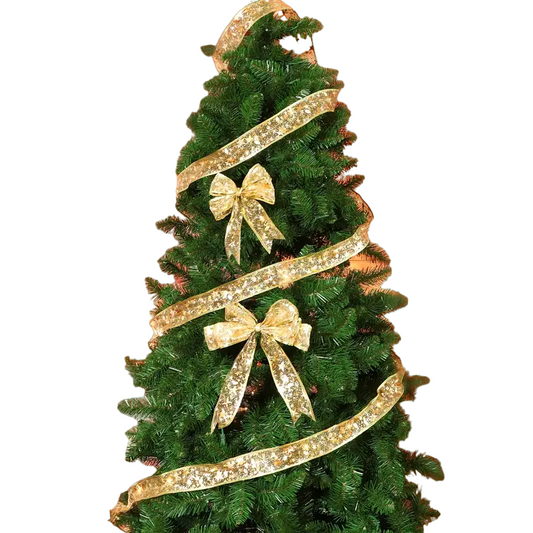 Christmas Ribbon Fairy Lights - Golden Garland