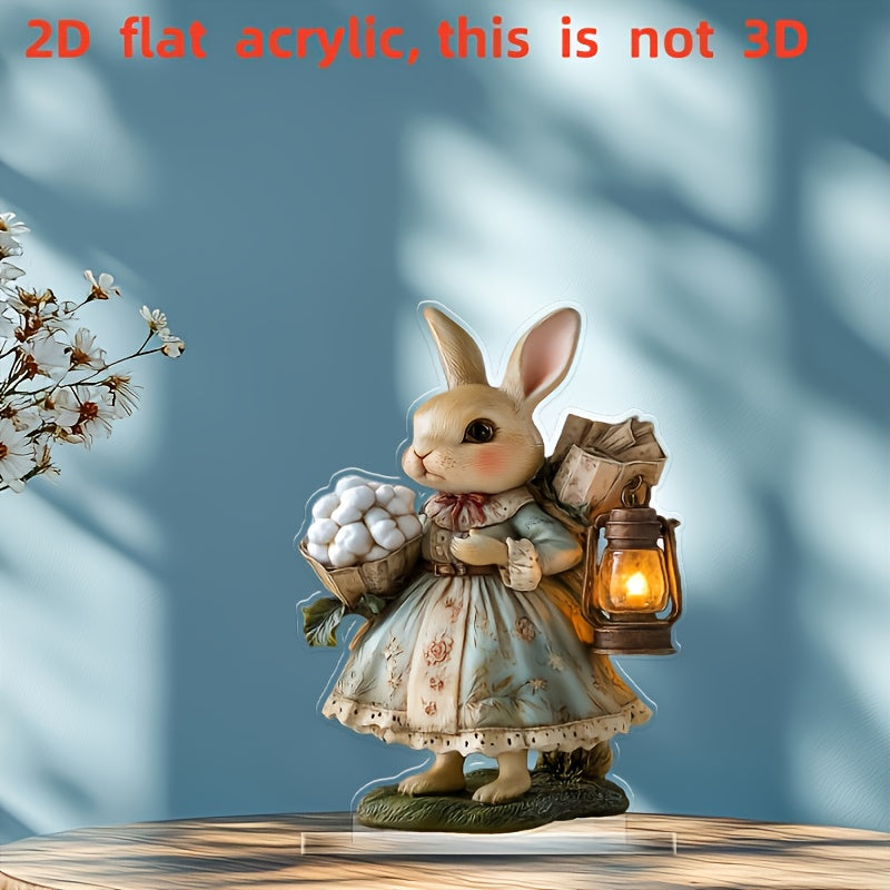 2D Boho Easter Bunny Acrylic Tabletop Statue