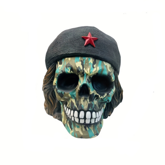 Green Camo Skull Statue - Resin Craft
