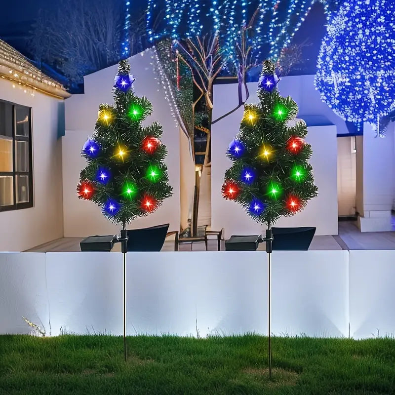 Celestial Blooms: Twin Solar-Powered Christmas Tree Lights