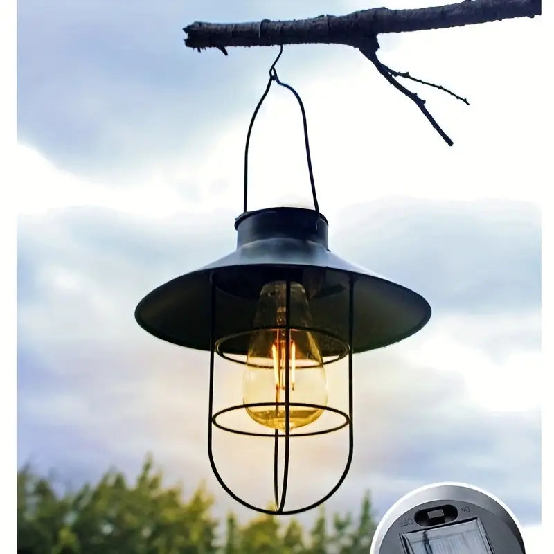 Black Vintage Solar-Powered Art Courtyard Chandelier - Outdoor Garden Decor