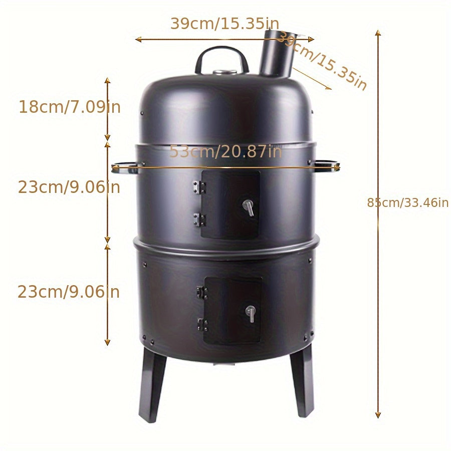 Charcoal BBQ Smoker Cast Iron Grill with Lid