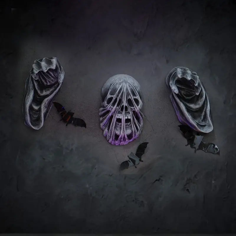 3-Piece Set of 5-Inch Realistic Ghost Hands - Wall-Mounted Head Pendants