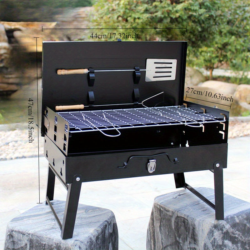 Portable Stainless Steel Charcoal Grill with Shelf