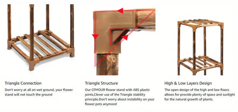 Botanical Bliss: Three-Level Timber Plant Display