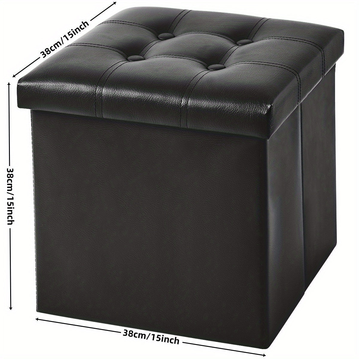 Storage Faux Leather Folding Stool
