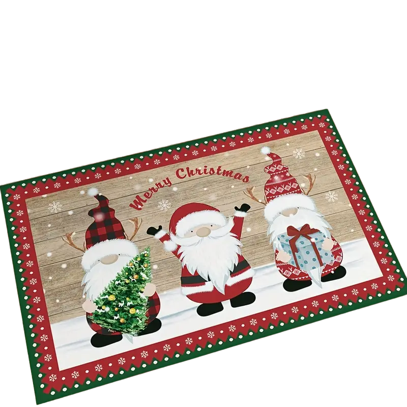 Merry Christmas Kitchen Rug - Festive Red and Green Polka Dots