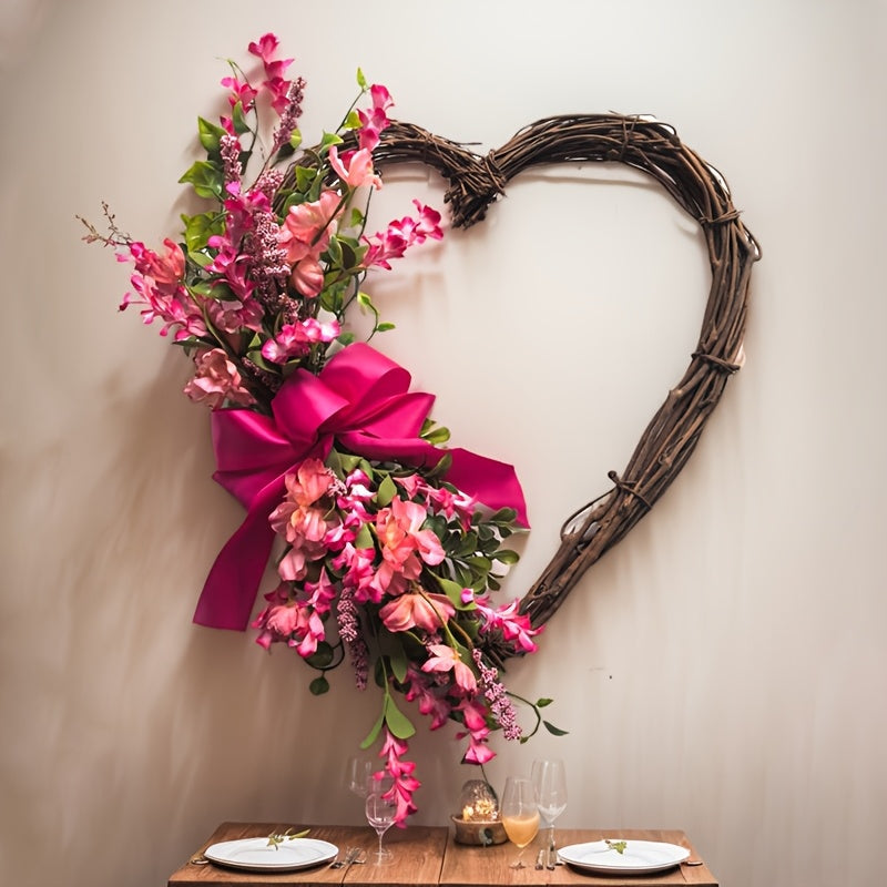 Heart-Shaped Floral Wreath Door Hanging