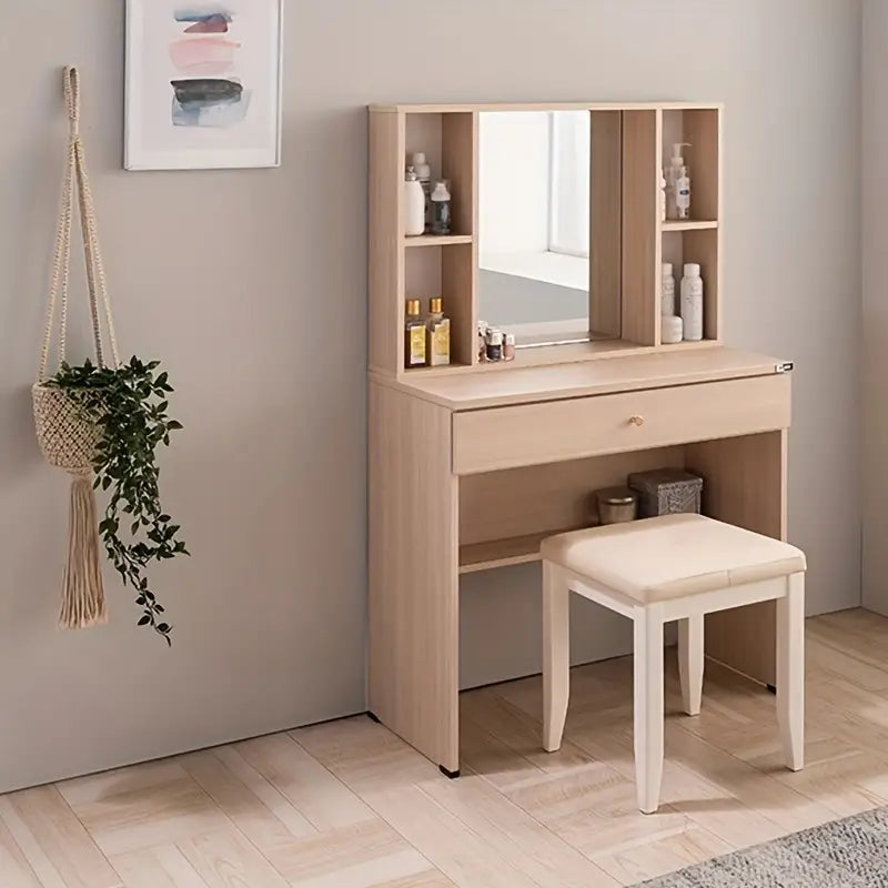 Minimalist White Dressing Stool - Bedroom Makeup Chair