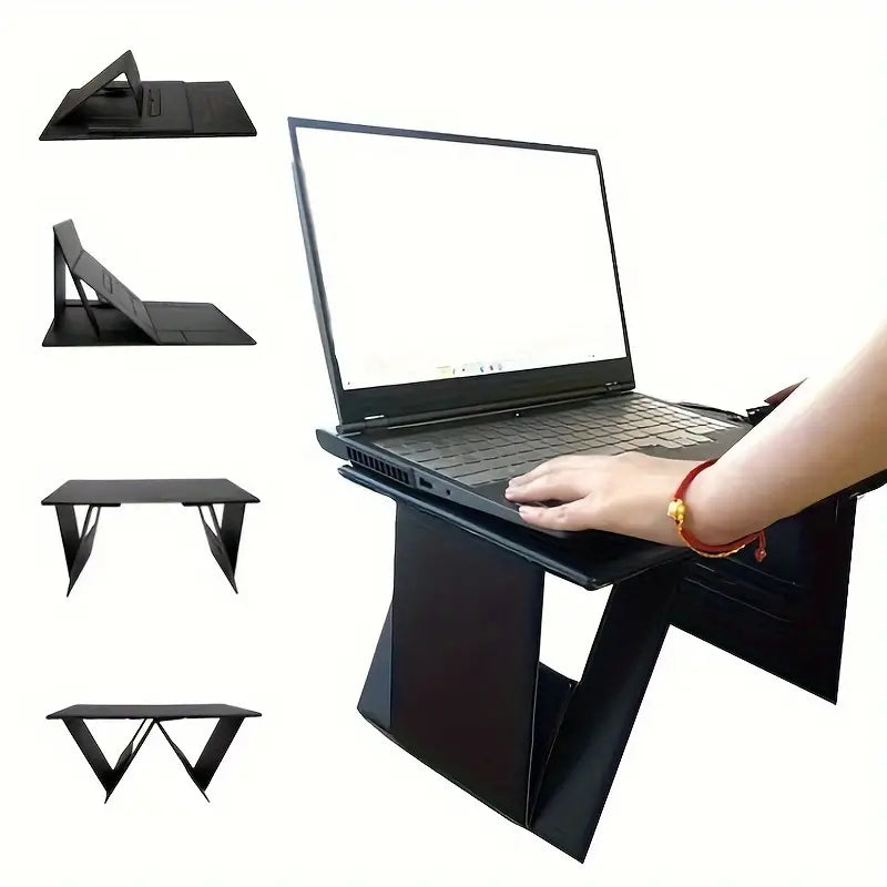 Portable Folding Student Study Table - Black PU Leather